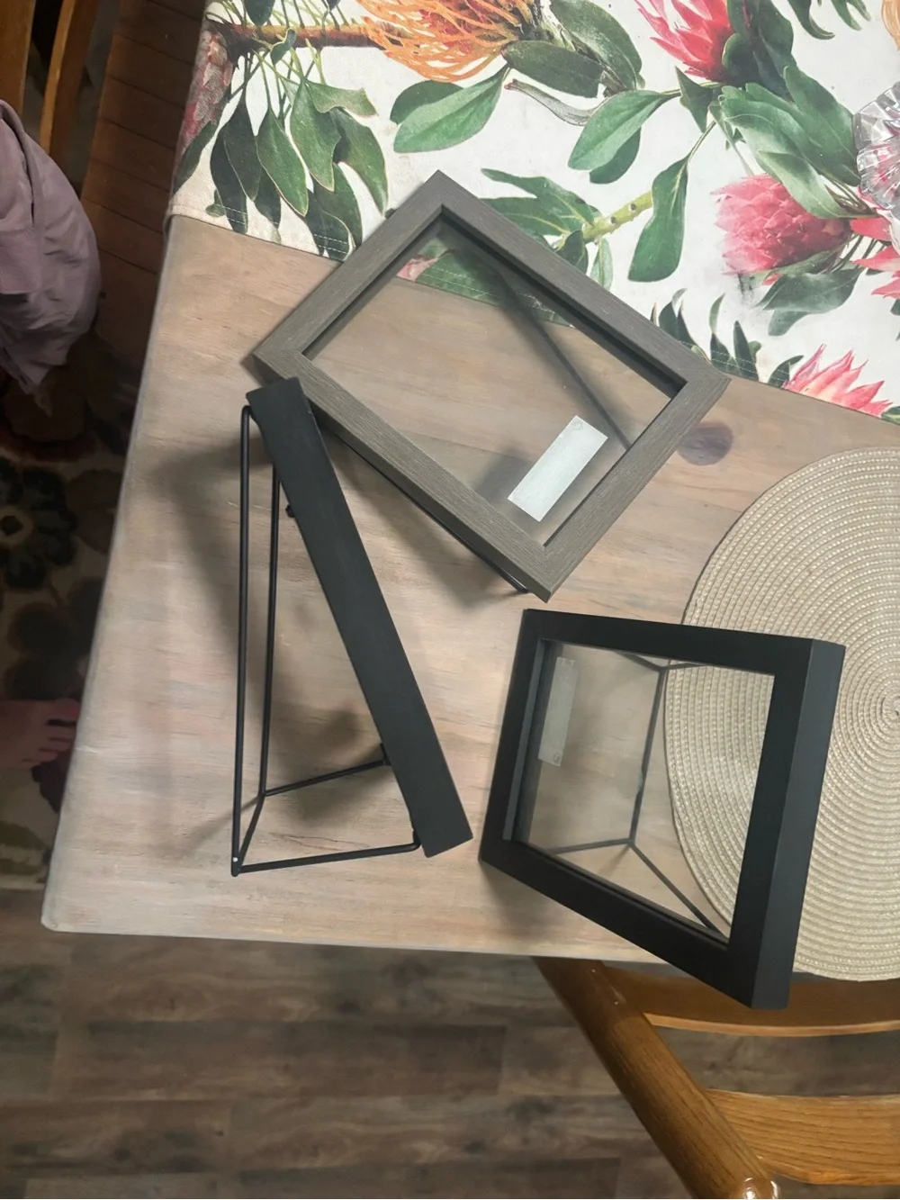 Wood-Frame Glass Display Box - Brown and two black